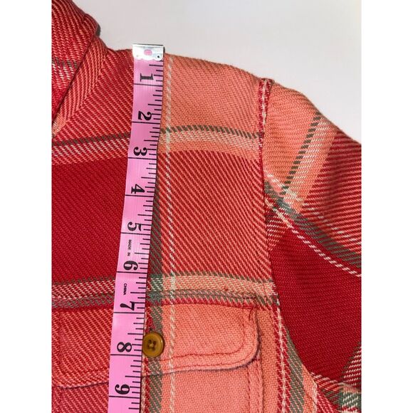 LL Bean Womens 1912 Overshirt Plaid Shacket Heavy Shirt Jacket Coral XL Petite - Picture 14 of 16